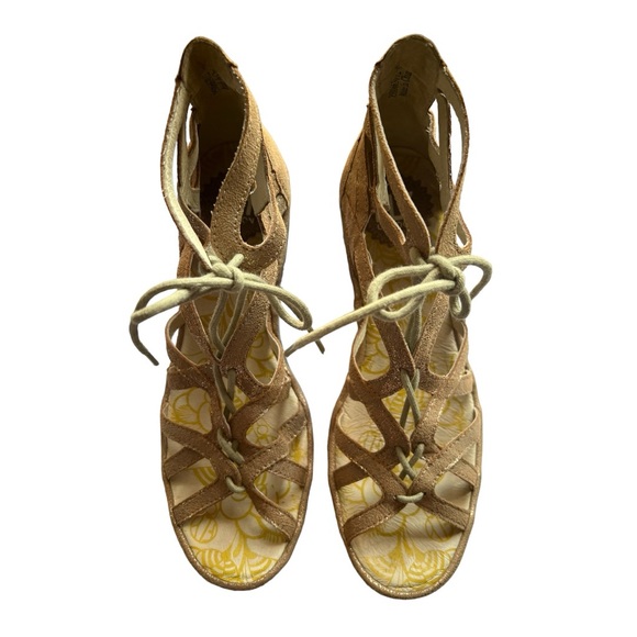 Fly London Yake Rose Gold Platform Sandal Size 38 - Picture 3 of 9